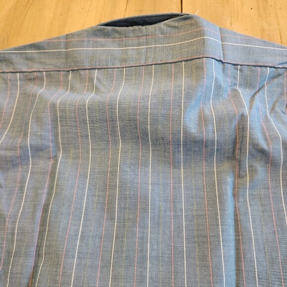Botany 500 Shirt Vintage Button Down Short Sleeve Blue Pinstriped‎ 17.5 NEW NWT - Picture 6 of 11